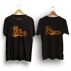 King queen printed black half sleeve couple t-shirt