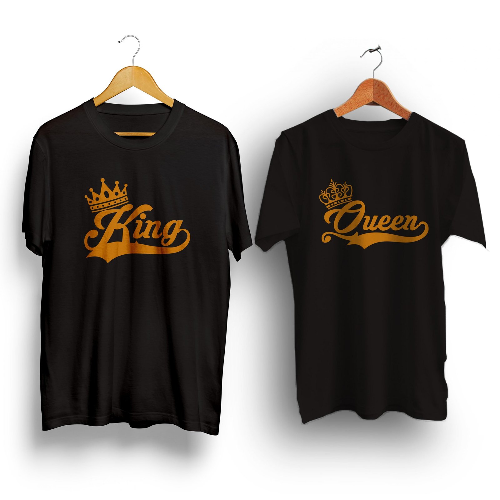 King queen printed black half sleeve couple t-shirt