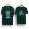 Travel petrol green half sleeve couple t-shirt