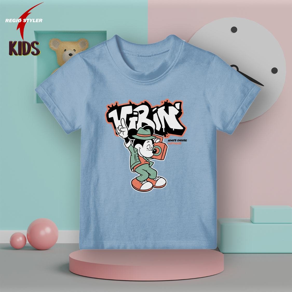 micky mouse theme kids sky-blue t-shirt