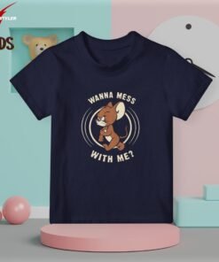 wanna mess kids navy color jerry theme t-shirt