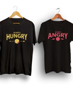 Angry hungry couple t-shirt black color