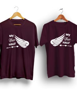 half sleeve purple couple t-shirt