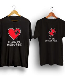 Messing piece black color couple t-shirt 
