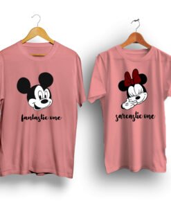 Sarcastic fantastic peach pink half sleeve couple t-shirt