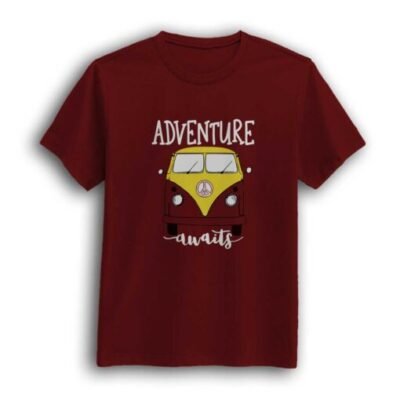 Adventure-awaits-maroon-half-sleeve