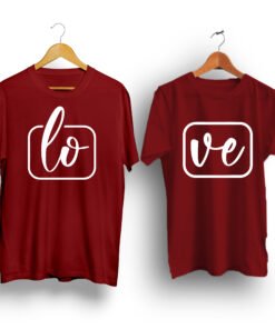 Love theme maroon couple t-shirt