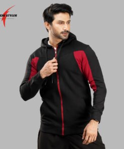 Winter Premium Black Maroon Hoodie